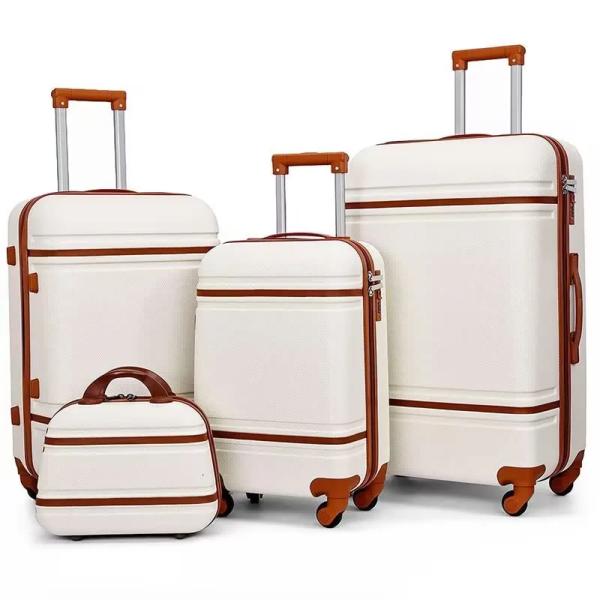 High Quality PC Luggage 4pcs Sets Vintage Travel Suitcase Classical Carry on  Light Weight Suitcase Luggage Waterproof Baggage TSA Lock Hard Side Luggage