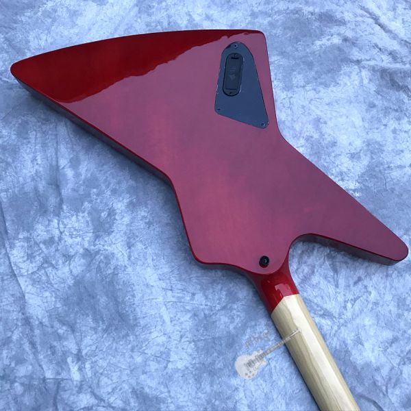 Custom Electric Guitar Rosewood Top Covered Black Hardware in Burgundy Customized Logo Shape