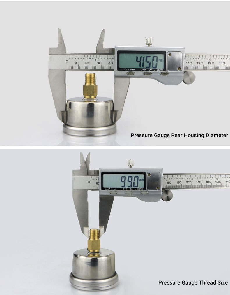 41.5mm Back Mounted Pressure Gauge for Water and Gas Applications in Biogas Systems
