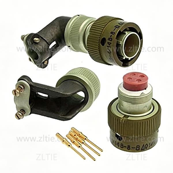 ZH23 Series Shell Size 14 4 Pin Male Plug with Angled Tail Attachment – СНЦ23-4/14В-8-В