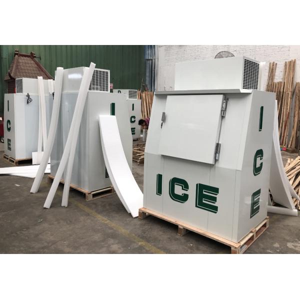 Gas Station Ice Cooler Upright Solid Door Freezer Ice Storage Bin