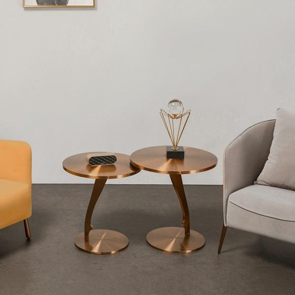 Class Brushed Brass Stainless Steel Side Table Small Round Table Coffee Table
