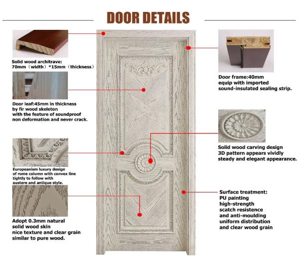 Red Oak Solid Wood HPL Doors 88cm Width Front Entrance Door OEM