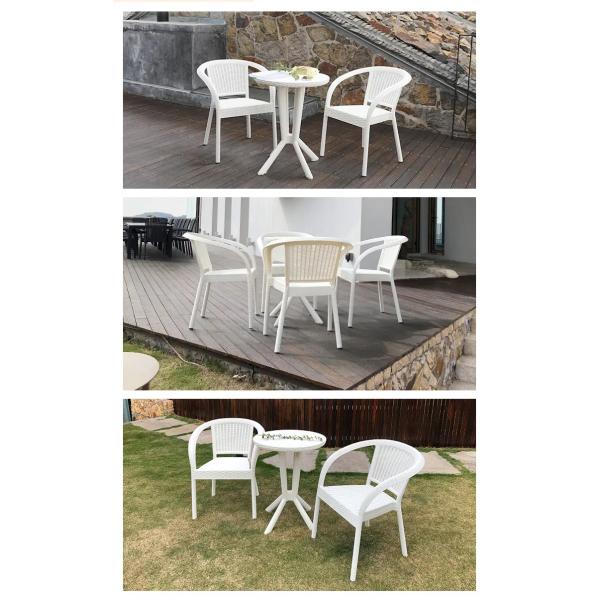 Plastic Rattan Stackable Cafe Dining Arm Chair for Wedding Banquet in Outdoor Garden