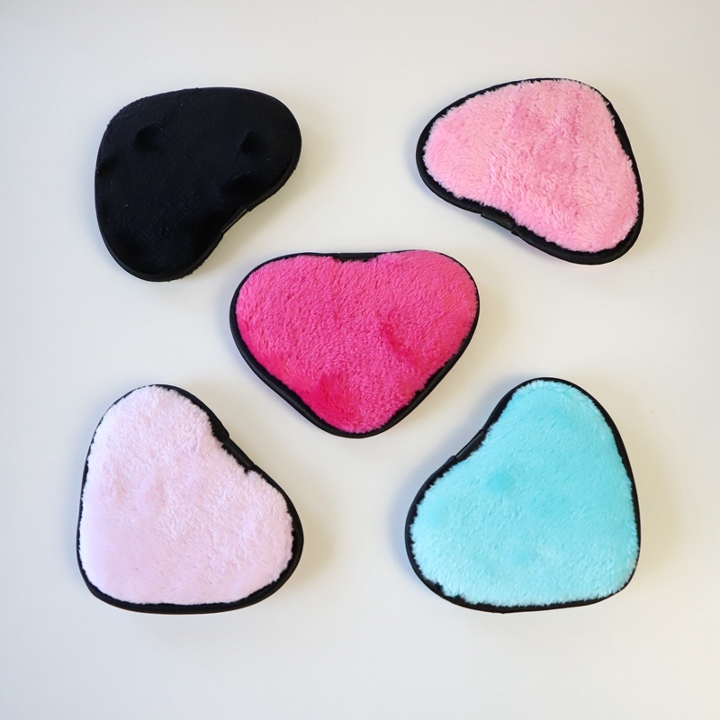 10x10cm 100% Polyester Heart Microfiber Facial Pads Deep Cleansing Reusable