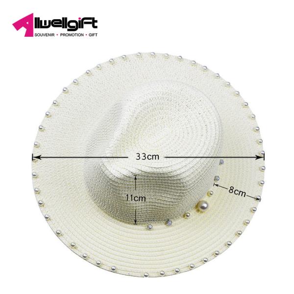 Striped Pearl Beaded Summer Beach Hats For Women Sun Hats