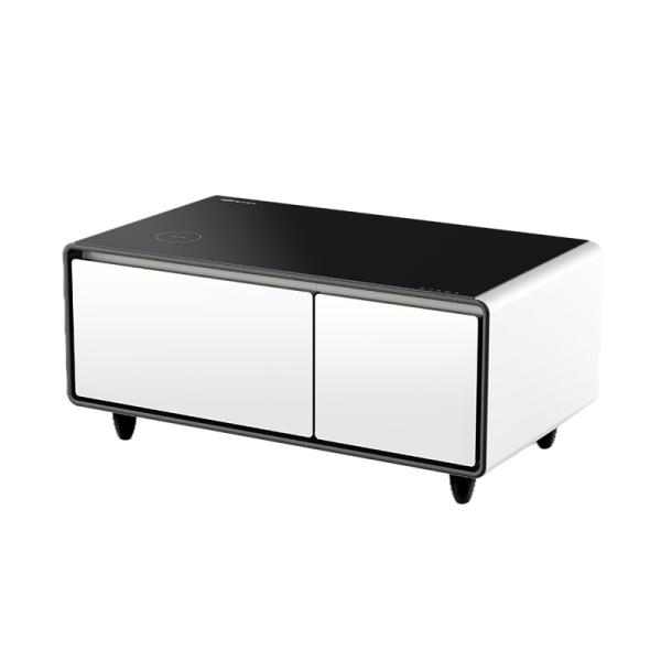 Small Apartment Furniture Coffee Table with 2 Refrigerator Drawers and Music Player USB