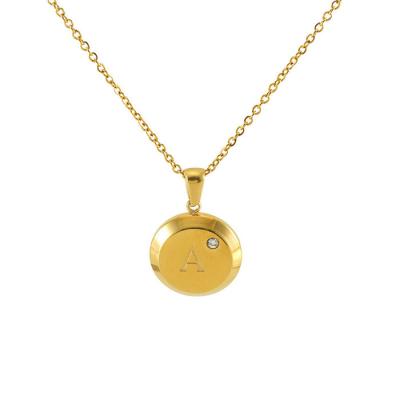 Modern Luxury Design Jewellery 18*18MM 18K Gold Plated Stainless Letter Pendants With Zircon
