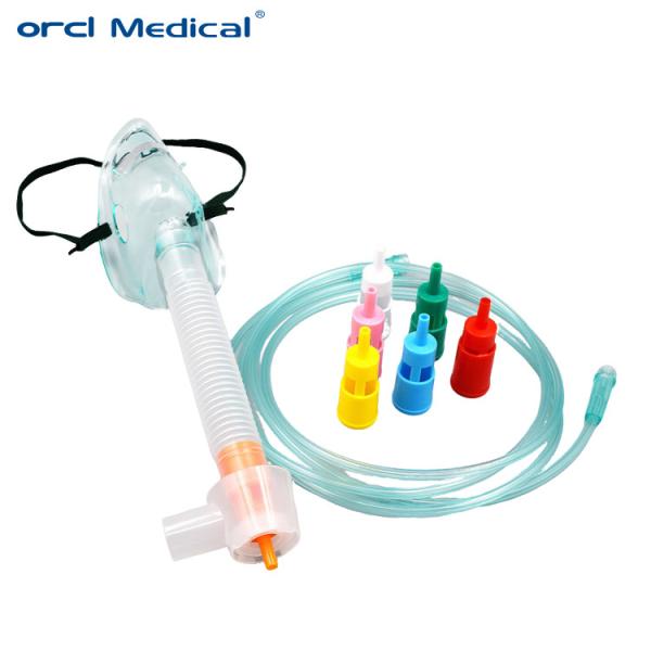 Прозрачная / зеленая кислородная маска без передыхания одноразовая регулируемая маска Вентури 7 разбавителей