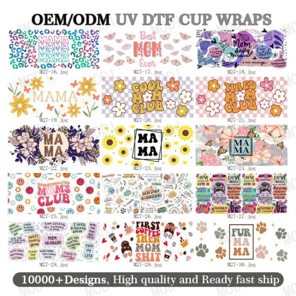 Dia da Mãe UV DTF Transfer 16oz Dia da Mãe copos de desenhos ideais para projetos personalizados