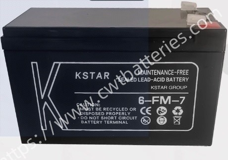 KSTAR 6-FM-7 VRLA Battery 12V 7Ah Sealed Lead-Acid Batteries Maintenance-free for Power Storage
