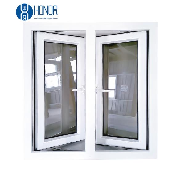 60 Series PVC Casement Windows Hot Sales Single Double Glazed Windows Living Room Casement Windows With Window Screen