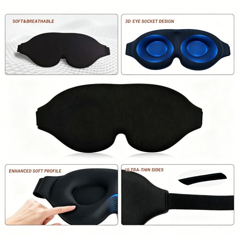 3D Contoured Cup Sleeping Eye Mask Eye Shade Cover For Blocking Out Light