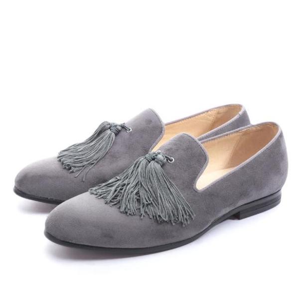 High End Mens Velvet Loafers With Tassels Size Customized