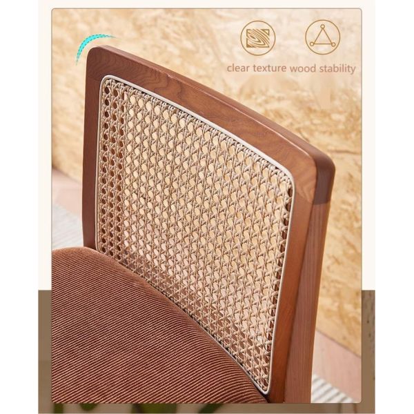 Nordic Modern Coffee Shop Front Counter High bar Stool Garden Courtyard Creative Solid Wood Hand Made Rattan bar Chair