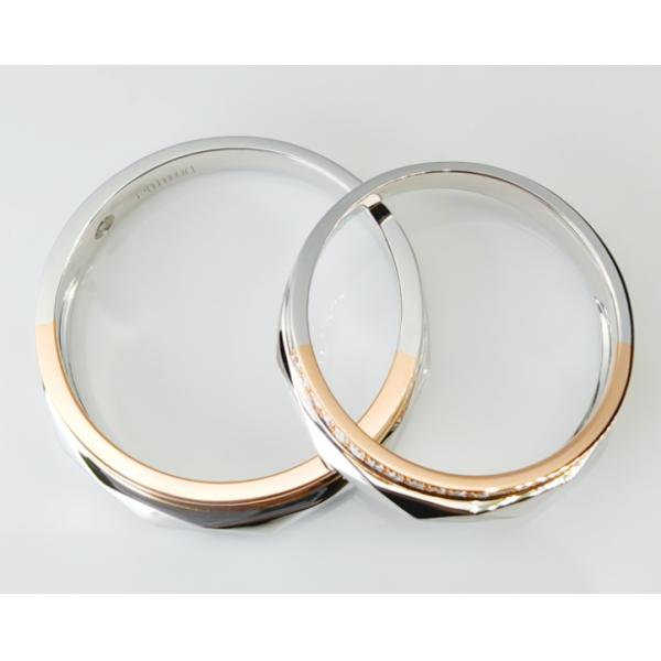 Overlapping Stripe 18K Gold Couple Rings