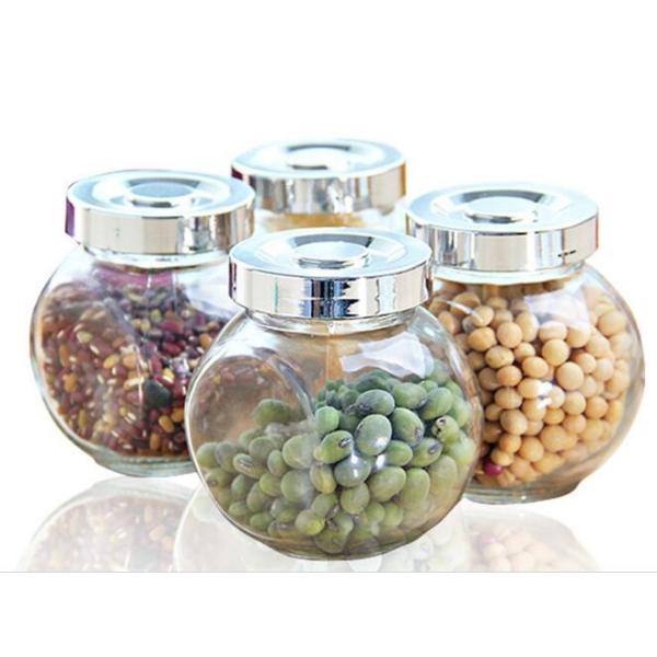 Glass storage jar with electroplating acrylie lid top Food Grade Glass Candy Jars small glass jar