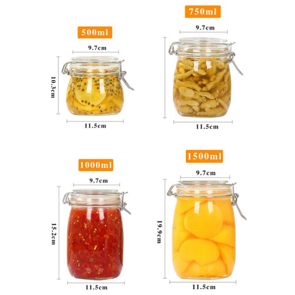Transparent Empty Glass Jam Jar Airtight Easy To Wash Thick Material Round Shape