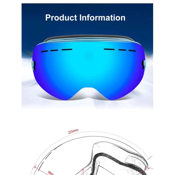 Colour Plating Snow Glasses Ski Goggles with 3 Layers Foam and Custom Color Lenses