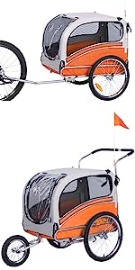 Dog Trailer, Medium Dog Buggy, Bicycle Trailer for Small and Medium Dogs Under 88 lbs
