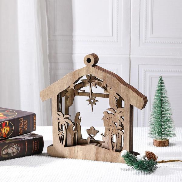 Christmas Nativity Scene Ornament Wooden Nativity Set Christmas Ornament