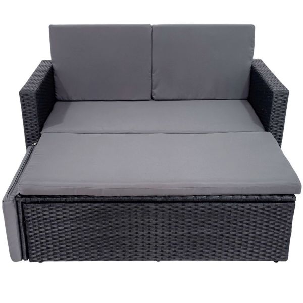 Furniture Wholesaler Outdoor Living Seating Sectional Poly Rattan Wicker Garden Chair China Customized Love Chair and Bench