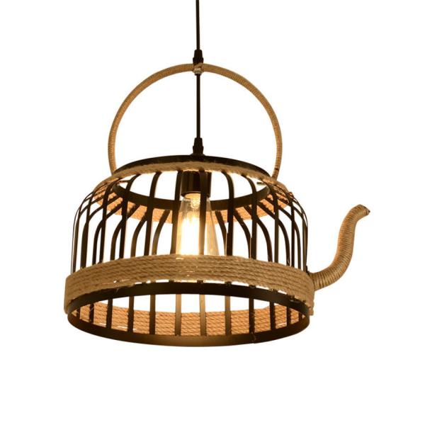 American Retro Teapot Industrial Pendant Lights  Living Room Kitchen  Rope Pendant Light(WH-VP-192)