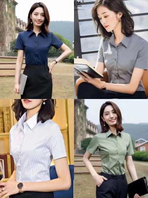 Lady Fashion Polo Shirts Long Short Sleeve Regular Shirts Formal Dress Kcs3