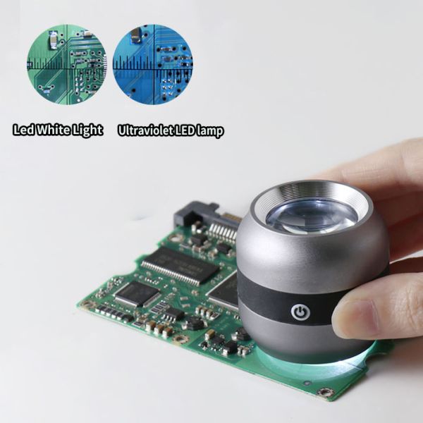 Optical Instruments 10x UV LED Magnifier Handheld Screen Magnifier Detection Tool