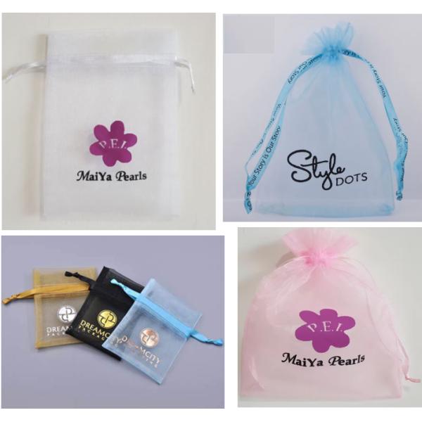 Custom Logo Printed Solid Organza Drawstring Dust Bag Mesh Gift Pouch