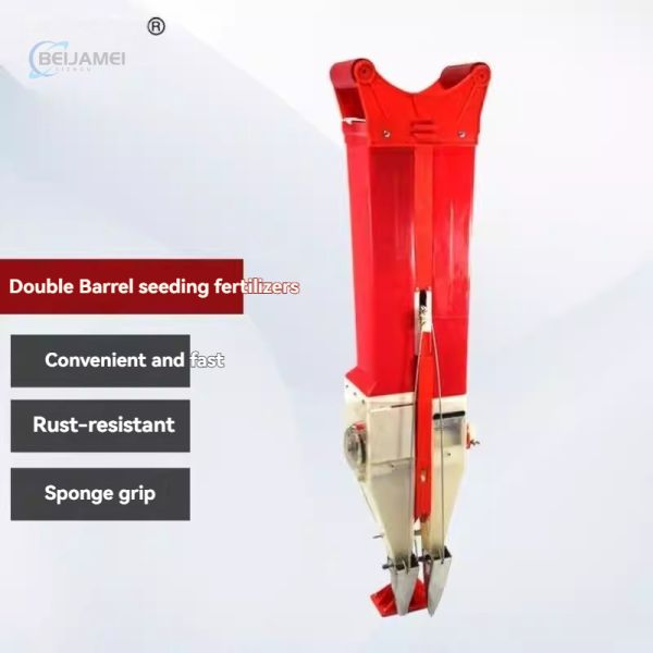 Portable double tube sowing and fertilizing device