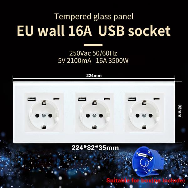Round Box USB Port Electrical Wall Socket Usb C Wall Plug 50Hz 60Hz
