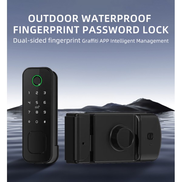 Yagu Tuya APP IP55 Waterproof Door Lock for Home/Office Bull Head Fingerprint Password Lock Outdoor Single & Double Fingerprint