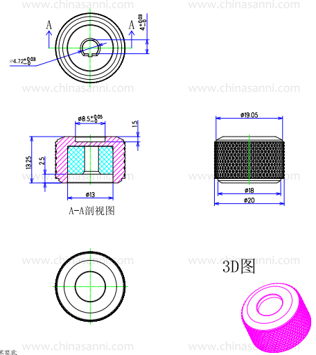Aluminum Alloy Electronic Equipment Potentiometer Rotary Control Knob