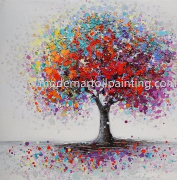 Pintura moderna colorida da árvore de Art Oil Painting Hand Painted do sumário para a sala de visitas 32 X 32