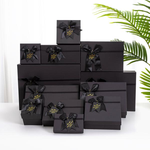 Black Gift Box With Lid For Gift Packaging Valentine'S Day Birthday Gift Box