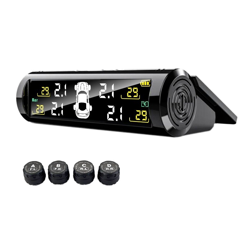 New Condition High Quality Plastic Car TPMS Tire Pressure Monitor with External Wireless Solar Sensor Universal JYS S7 12V