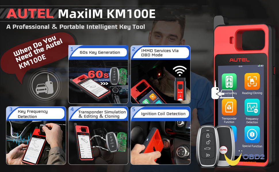 2024 Autel MaxiIM KM100 KM100E Комплект универсального генератора ключей Поддержка чтения/клонирования транспондеров и обучения IMMO