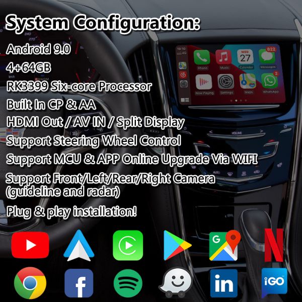 Lsailt Android Carplay Multimedia Video Interface for 2014-2019 Cadillac ATS CUE System
