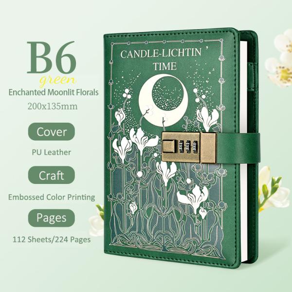 Vintage Flower Language Locking Notebook B6 Combination Lock Journal