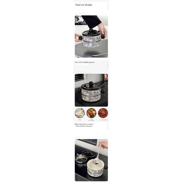 Stainless Steel Strainer Nordic Style Ceramic Bowl for 1000ml Lard-Filled Kitchenware