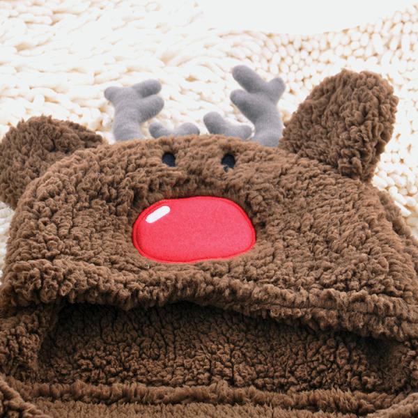 Machine Washable Flannel Hoodie Blanket Sherpa Knit Hooded Animal Blanket