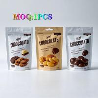 Bolsa de plástico con ventana de lujo para nueces, chocolate, dulces, bolsas con cremallera a prueba de niños.
