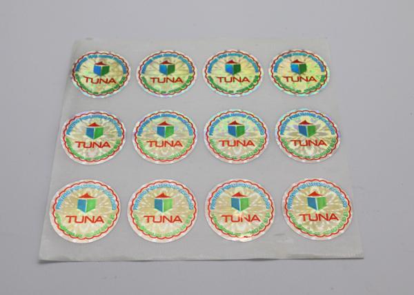 Shining Tuna Food Laser Label Sticker , Die Cut Shape Self Adhesive Laser Labels