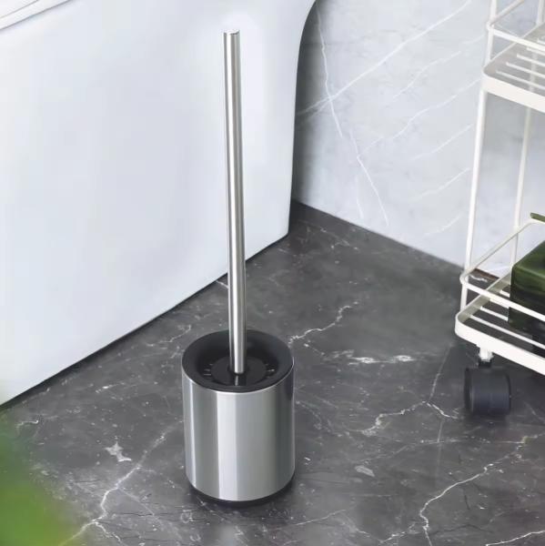 Bathroom Round TPR Toilet Bowl Cleaning Brush With Holder Free Standing