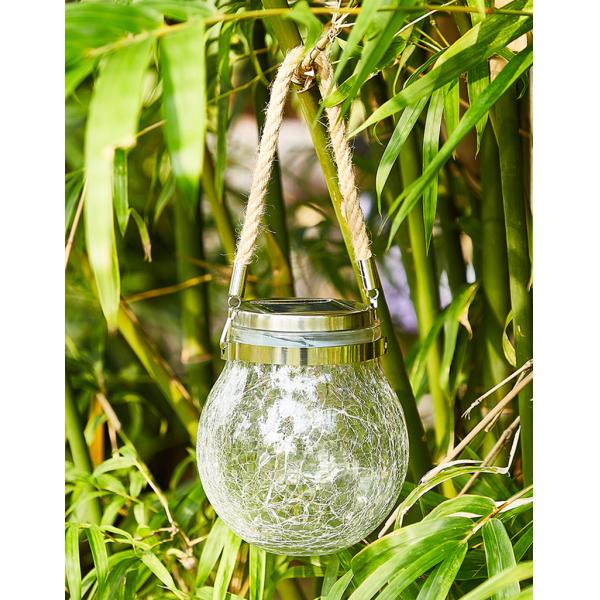 Crackle LED Solar Lights Patio Glass Hanging Lights Wishing Christmas Mason Jar Lights