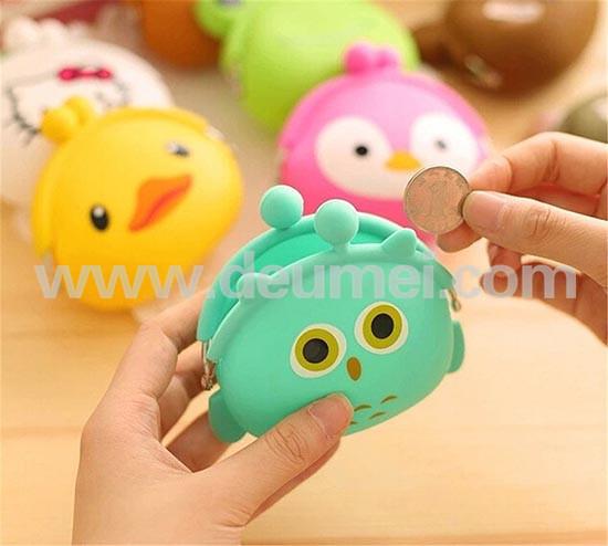 Funny OWL Pattern Cartoon Animals Silicone Coin Purse Pouch Coin Bag for Kids