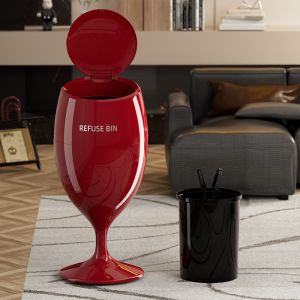 High-footed Large-capacity Portable Trash Can for Bedroom & Living Room Waste Bin
