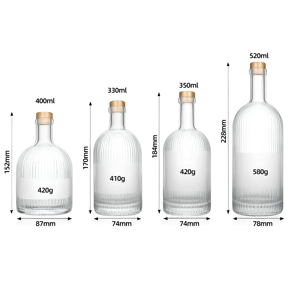 Clear Super Flint Liquor Glass Bottle 330ml 350ml 400ml 500ml For Whiskey Vodka Rum