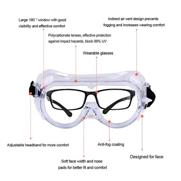 Transparent Medical Safety Goggles , Surgical Eye Protection Glasses Anti-Impact